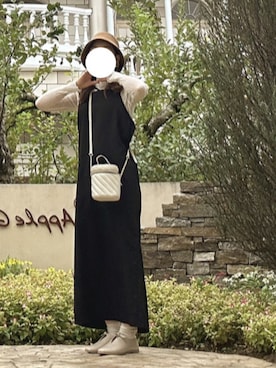 「UNIQLO（ユニクロ）のアイテム（ハット、ブラウン系）」を使った、momoさん（レディース・156cm）の秋コーディネート