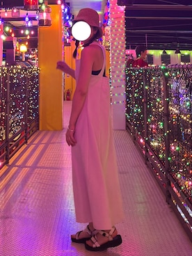 「WEGO（ウィゴー）のアイテム（帽子、ブラウン系）」を使った、momoさん（レディース・156cm）の夏コーディネート