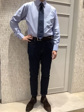 「アイテム（ビジネスシャツ）」を使った、BRICK HOUSE シャツ工房 徳重ヒルズウォーク店さん（メンズ・170cm）の冬コーディネート