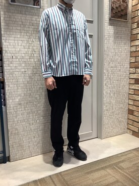 「ブルー x ホワイト」｜BRICK HOUSE シャツ工房 徳重ヒルズウォーク店さん（メンズ・181cm）の春コーディネート