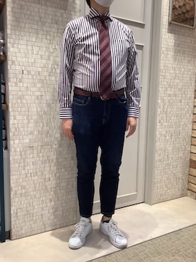 「アイテム（ビジネスシャツ）」を使った、BRICK HOUSE シャツ工房 徳重ヒルズウォーク店さん（メンズ・162cm）の冬コーディネート