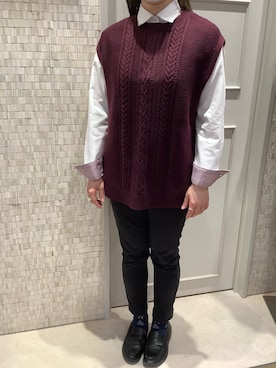 「アイテム（ビジネスシャツ）」を使った、BRICK HOUSE シャツ工房 徳重ヒルズウォーク店さん（レディース・154cm）の冬コーディネート