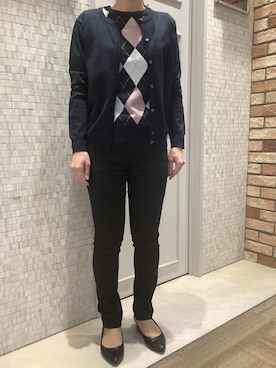 「TOKYO SHIRTS（トウキョウシャツ）のアーガイル柄 アンサンブルニット（アンサンブル）」を使った、BRICK HOUSE シャツ工房 徳重ヒルズウォーク店さん（レディース・155cm）の冬コーディネート