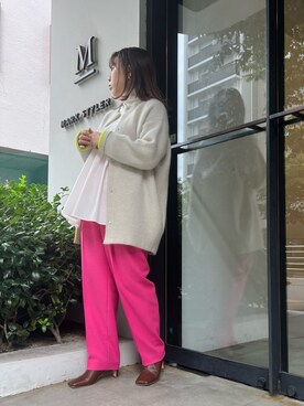 「ワンポイント」｜「アイテム（その他アウター）」を使った、kahoさん（レディース・153cm）の秋コーディネート