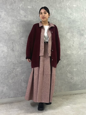 「アイテム（その他アウター、レッド系）」を使った、kahoさん（レディース・153cm）の秋コーディネート