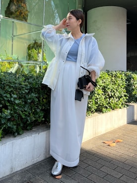 「アイテム（その他アウター、ホワイト系）」を使った、kahoさん（レディース・153cm）の秋コーディネート