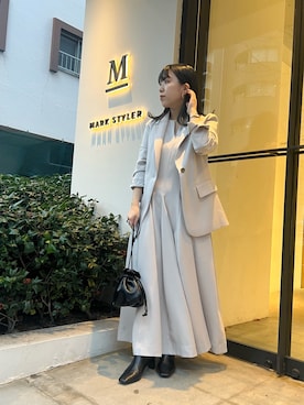 「美シルエット」｜「アイテム（ジャケット/アウター）」を使った、kahoさん（レディース・153cm）の冬コーディネート