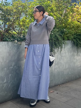 「アイテム（ローファー、シルバー系）」を使った、kahoさん（レディース・153cm）の秋コーディネート