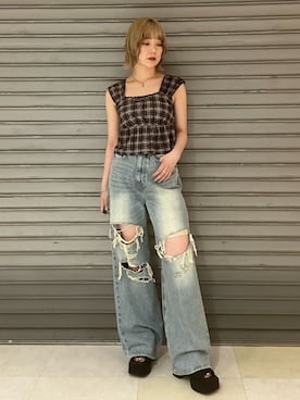 「アイテム（タンクトップ）」を使った、wakabaさん（骨格ナチュラル・レディース・154cm）の夏コーディネート