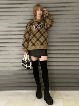 「EMODA（エモダ）のアイテム（ニット/セーター）」を使った、wakabaさん（レディース・154cm）の秋コーディネート