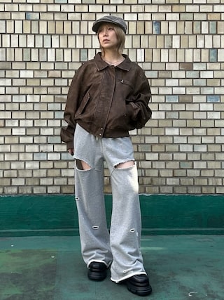 「EMODA（エモダ）のヴィンテージフェイクレザーブルゾン（ブルゾン）」を使った、wakabaさん（レディース・154cm）の秋コーディネート