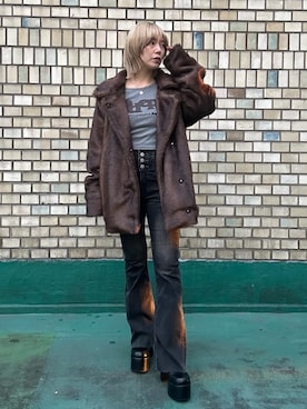 「EMODA（エモダ）のアイテム（デニムパンツ）」を使った、wakabaさん（レディース・154cm）の秋コーディネート