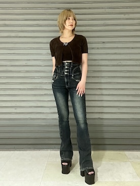 「フレアデニム」｜wakabaさん（レディース・154cm）の夏コーディネート
