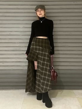 「アイテム（ハンチング/ベレー帽）」を使った、wakabaさん（レディース・154cm）の秋コーディネート