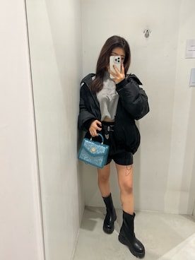 「EVRIS（エヴリス）のアイテム（ダウンジャケット/コート）」を使った、鈴木華澄さん（レディース・153cm）の冬コーディネート