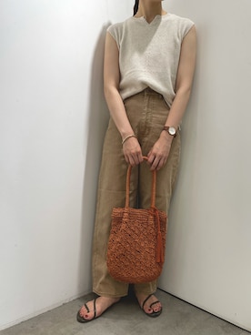 「RODE SKO（ロデスコ）のMARIA タッセルペーパーショルダー（ショルダーバッグ）」を使った、chiharuさん（レディース・160cm）の夏コーディネート