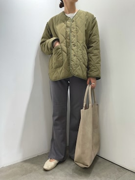 「SENSE OF PLACE by URBAN RESEARCH（センスオブプレイスバイアーバンリサーチ）のアイテム（ノーカラージャケット）」を使った、chiharuさん（レディース・160cm）の秋コーディネート