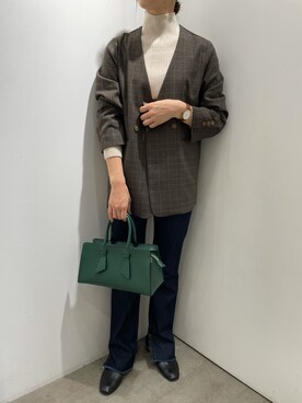 「SENSE OF PLACE by URBAN RESEARCH（センスオブプレイスバイアーバンリサーチ）のアイテム（ノーカラージャケット）」を使った、chiharuさん（レディース・160cm）の秋コーディネート