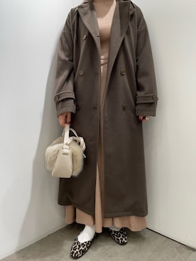 「アイテム（ステンカラーコート）」を使った、chiharuさん（レディース・160cm）の秋コーディネート