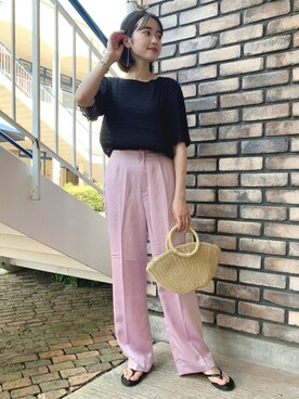 「シア―ブラウス」｜「アイテム（その他）」を使った、tsuyuさん（レディース・161cm）の夏コーディネート