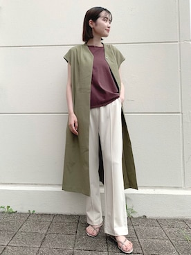 「ロングベスト」｜tsuyuさん（レディース・161cm）の夏コーディネート