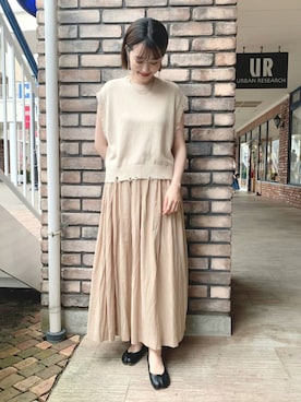 「ITEMS URBANRESEARCH（アイテムズ アーバンリサーチ）のアイテム（ベスト）」を使った、tsuyuさん（レディース・161cm）の夏コーディネート