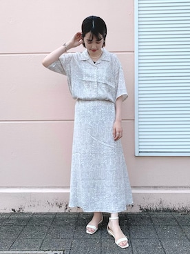 「フラワープリント」｜tsuyuさん（レディース・161cm）の夏コーディネート