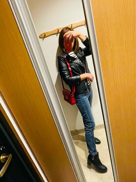 「AS KNOW AS plus（アズノゥアズプラス）のアイテム（ライダースジャケット）」を使った、nanaさん（レディース・160cm）の秋コーディネート