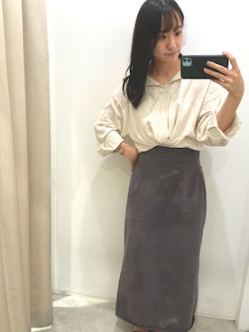 「ハイウエストスカート」｜「アイテム（その他）」を使った、ASAKAさん（レディース・158cm）の秋コーディネート