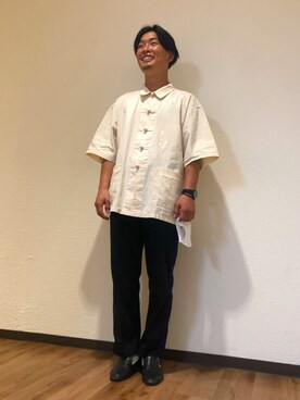 「FREAK'S STORE（フリークスストア）のアイテム（シャツ/ブラウス、ホワイト系）」を使った、ひらこーさん（メンズ・172cm）の夏コーディネート