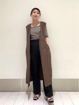 「ロングベスト」｜「アイテム（その他アウター）」を使った、meg51さん（レディース・154cm）の夏コーディネート