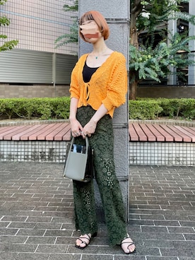 「Kastane（カスタネ）のカップ付きブラキャミ（キャミソール）」を使った、まちるだ さん（レディース・157cm）の夏コーディネート