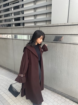 「アイテム（その他アウター、ブラウン系）」を使った、宇田川優香さん（レディース・163cm）の冬コーディネート