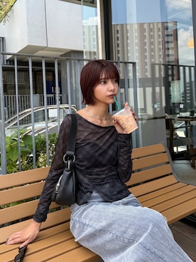 「MURUA（ムルーア）のアイテム」を使った、宇田川優香さん（レディース・163cm）の夏コーディネート