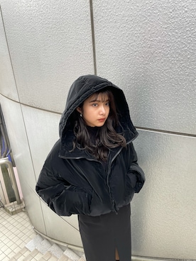 「MURUA（ムルーア）のアイテム（ダウンジャケット/コート）」を使った、宇田川優香さん（レディース・163cm）の冬コーディネート