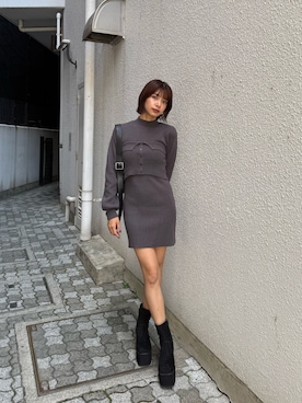 上原優香さん（レディース・163cm）の冬コーディネート