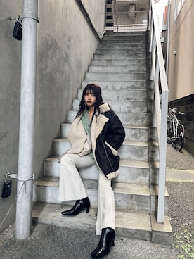 「秋トレンド2021」｜「アイテム（ブルゾン）」を使った、宇田川優香さん（レディース・163cm）の秋コーディネート