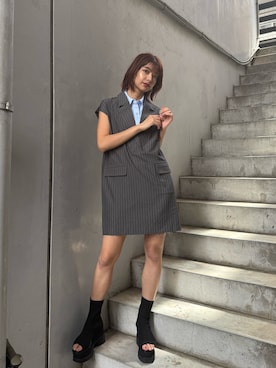 「MURUA（ムルーア）のアイテム（ワンピース）」を使った、宇田川優香さん（レディース・163cm）の夏コーディネート