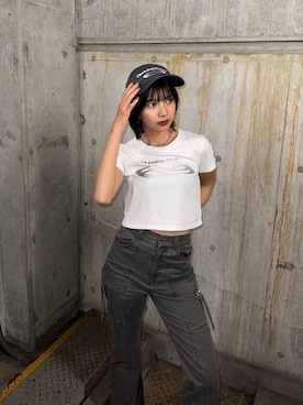 「MURUA（ムルーア）のアイテム（トップス）」を使った、上原優香さん（レディース・163cm）の春コーディネート