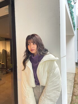 「MURUA（ムルーア）のアイテム（ダウンジャケット/コート）」を使った、宇田川優香さん（レディース・163cm）の秋コーディネート