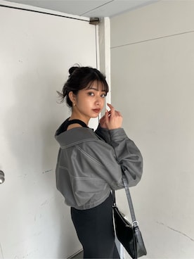 「MURUA（ムルーア）のアイテム（テーラードジャケット）」を使った、上原優香さん（レディース・163cm）の冬コーディネート