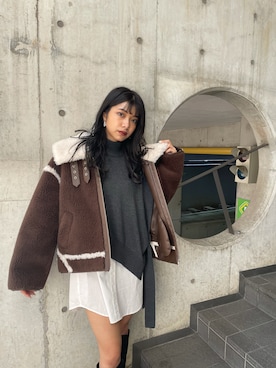 上原優香さん（レディース・163cm）の冬コーディネート