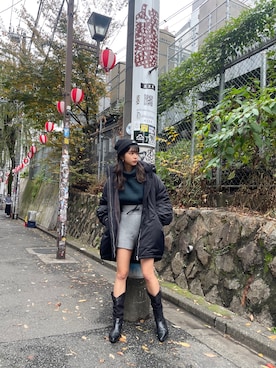 上原優香さん（レディース・163cm）の冬コーディネート