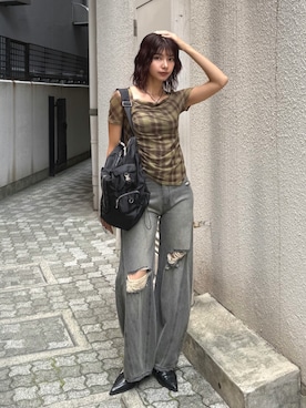上原優香さん（レディース・163cm）の夏コーディネート