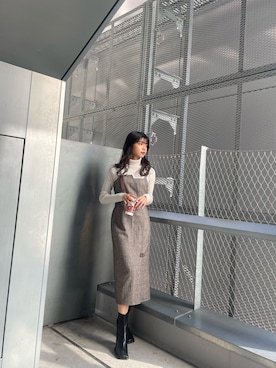 上原優香さん（レディース・163cm）の冬コーディネート