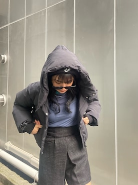 「MURUA（ムルーア）のアイテム（ダウンジャケット/コート）」を使った、宇田川優香さん（レディース・163cm）の冬コーディネート