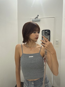 「MURUA（ムルーア）のアイテム（キャミソール）」を使った、宇田川優香さん（レディース・163cm）の夏コーディネート