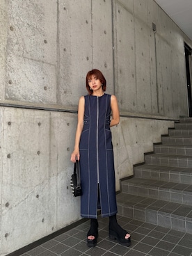 「MURUA（ムルーア）のアイテム（ワンピース/ドレス）」を使った、宇田川優香さん（レディース・163cm）の夏コーディネート