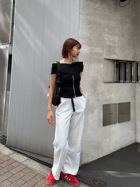 「MURUA（ムルーア）のアイテム（シャツ/ブラウス）」を使った、宇田川優香さん（レディース・163cm）の夏コーディネート