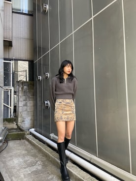 上原優香さん（レディース・163cm）の冬コーディネート